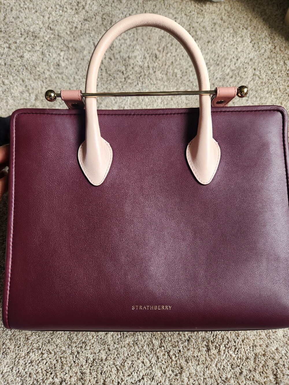 Strathberry Midi Tote - Full Set - Like New (Tri Color Burgundy/Pink/Rose) - Picture 3 of 14